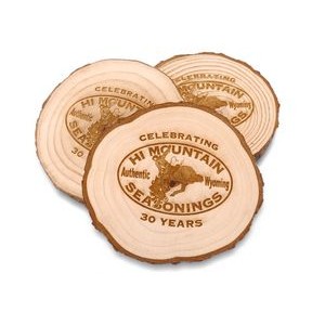 Natural Wood Circular Coasters (4