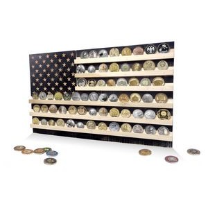 Black Distressed Patriotic Wall-Mounted Challenge Coin Display -(Medium)