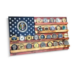 Patriotic Wall-Mounted Challenge Coin Display -(Medium)