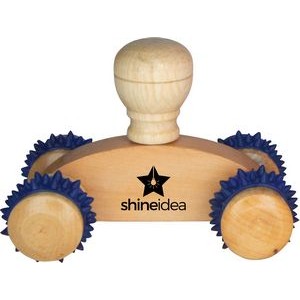 Small Wooden Massager w/ Textured Wheels