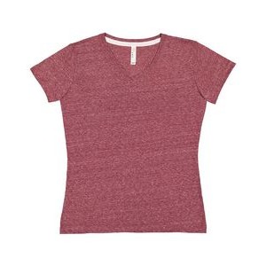 LAT Ladies' V-Neck Harborside Melange Jersey T-Shirt