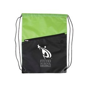 Prime Line Two-Tone Poly Drawstring Backpack With Zipper