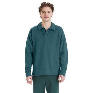 COMFORT WASH Unisex Garment Dye Polo Collar Sweatshirt