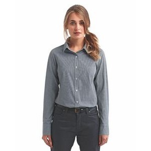 ARTISAN COLLECTION BY REPRIME Ladies' Microcheck Gingham Long-Sleeve Cotton Shirt