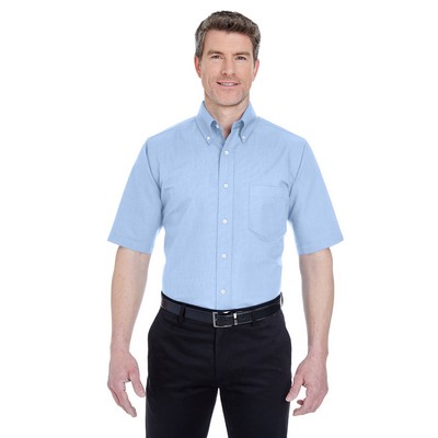 ULTRACLUB Men's Tall Classic Wrinkle-Resistant Short-Sleeve Oxford