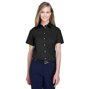 Devon and Jones Ladies' Crown Collection Solid Broadcloth Short-Sleeve Woven Shirt