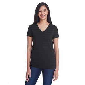 THREADFAST Ladies' Invisible Stripe V-Neck T-Shirt