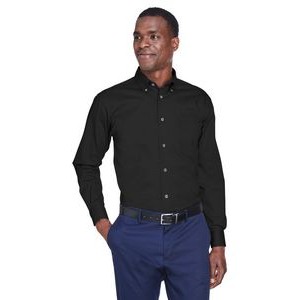 Harriton Men's Tall Easy Blend Long-Sleeve Twill Shirt with Stain-Release