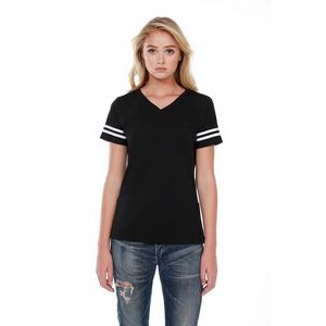 STAR TEE Ladies' CVC Striped Varsity T-Shirt