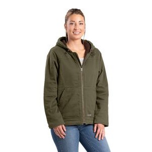 Berne Apparel Ladies' Sherpa-Lined Twill Hooded Jacket