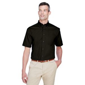 Harriton Men's Easy Blend Short-Sleeve Twill Shirt withStain-Release