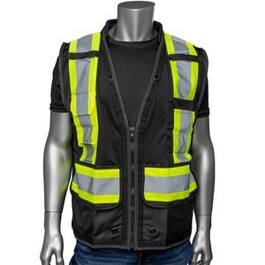 Black Two-Tone Tech-Ready Mesh Surveyor's Vest, CSA Z96 Class 1, ANSI Type O Class 1