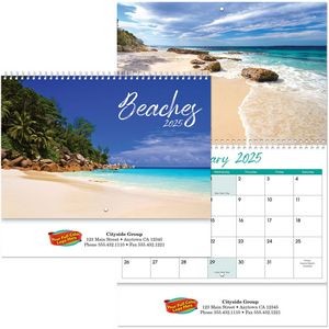 Full Color Beaches Spiral Wall Calendar