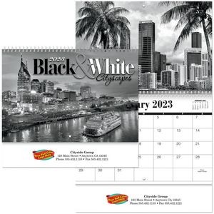 Full Color Black And White Spiral Wall Calendar