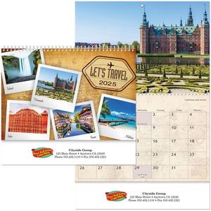 Full Color Let's Travel Spiral Wall Calendar