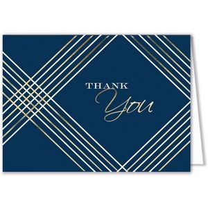 Thank You Greeting Card - Blue Geometric
