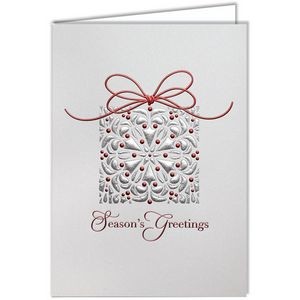 Red And Grey Gift Holiday Card