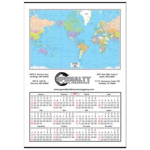 Jumbo World Map Wall Calendar