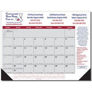 Jumbo Desk Pad Calendar - Maroon/Gray Datepad w/Side Notes