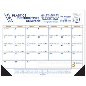 Jumbo Desk Pad Calendar - Blue/Gold Datepad w/Year at Bottom
