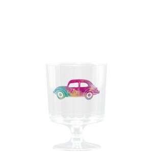 5 oz Clear Fluted Plastic Footed Wine Cup - Digital