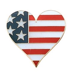 USA Flag Heart Pride Pins 1" STOCK ITEM