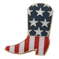 Stock Patriotic Cowboy Boot Pride Flag Pins 1"