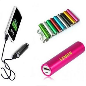 Round 1500 mAh Portable Power Bank W/ USB Cable