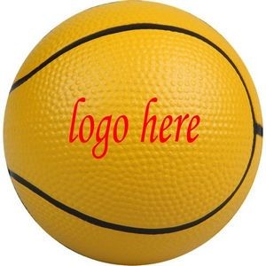 2 1/2" Yellow Basketball Shape Stress Ball