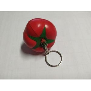 Tomato shaped stress reliever ball with metal split ring