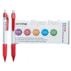 Clear Barrel Banner Pen W/ Solid Color Trim