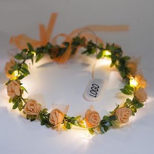 Hawaiian/Bohemian Style Floral Head Wreath w/20 LED Lights