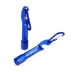 3-In-1 Carabiner Bottle Opener With Led Flashlight Keychain