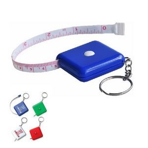 Square Retractable Tape Measure w/Keychain & Ring