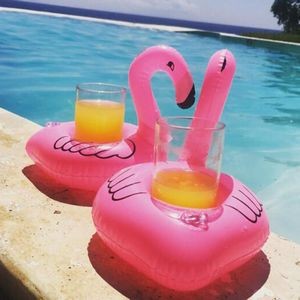 Inflatable Pink Flamingo Floating Coasters Can Holder