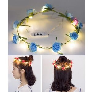 Bohemian/Hawaiian Floral Head Wreath w/10 LED Lights