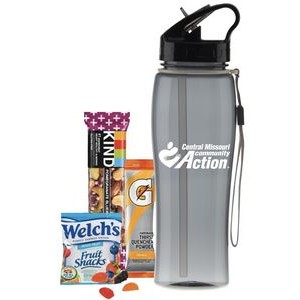25 oz Water Bottle with Healthy Snacks