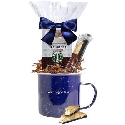 Enamel Camper Mug with Starbucks Cocoa and Cookie