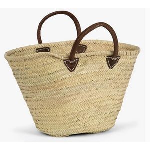 Straw Tote with Leather Handles