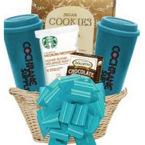 Coffee Tumblers & Cookie Basket (teal)