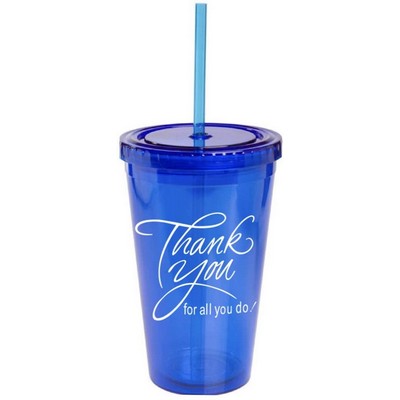 Thank You Tumbler with Straw