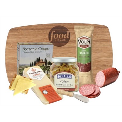 Cutting Board with Cheese, Crackers, Spread and more