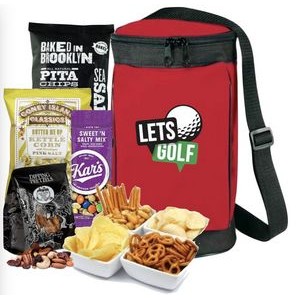 Red Golf Cooler with Snacks