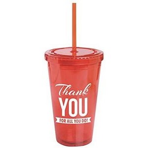 Thank You Tumbler with Straw