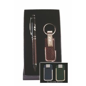 Carbon Fiber Keychain & Matching Pen Gift Set