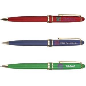 Twist Action Ballpoint Pen w/ Gold Plated Accents