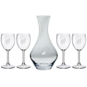Vino Grande Carafe (40 oz.) with Set of Four (8.5 oz) Park Avenue Wine Glasses (5 Piece Set)