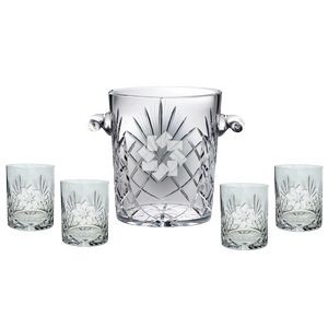 Westgate Status Ice Bucket 8"H with Four Matching (11.5 oz.) Rocks Glasses