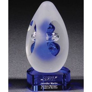 Omtimaxx Art Glass Blue Integrity Award w/Cobalt Blue Base