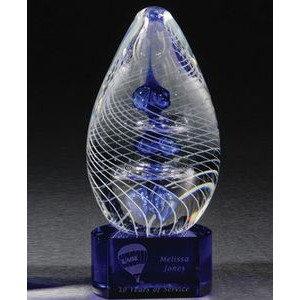 Omtimaxx Art Glass Blue Harmony Award w/Cobalt Blue Base